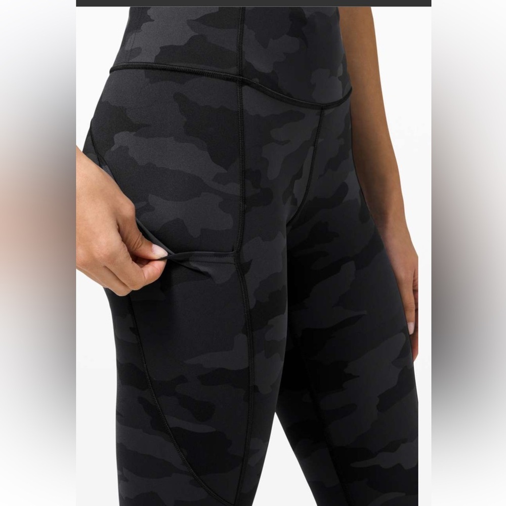 Lululemon Fast and Free Tight *Non-Reflective Heritage Camo‎ Deep Coal Size 8